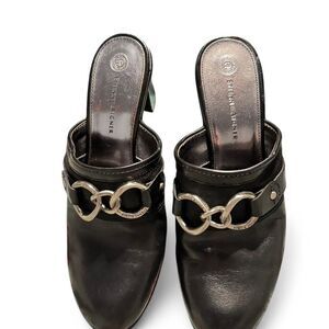 Etienne-Aigner Women's Black Leather Clogs 7M,